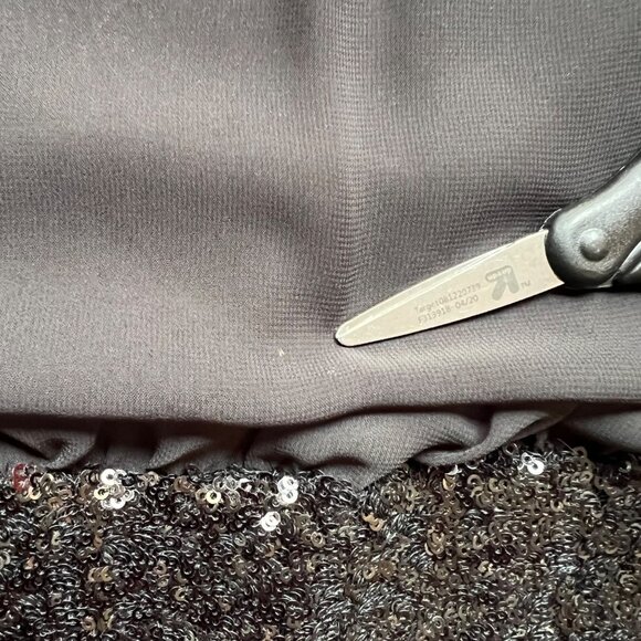 Aidan Mattox Size 6 Black Poly Chiffon Sequin Embellished Sleeveless BlousonDres - Picture 14 of 16